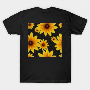 Blackeyed Susan on Burlap Black Repeat 5748 T-Shirt